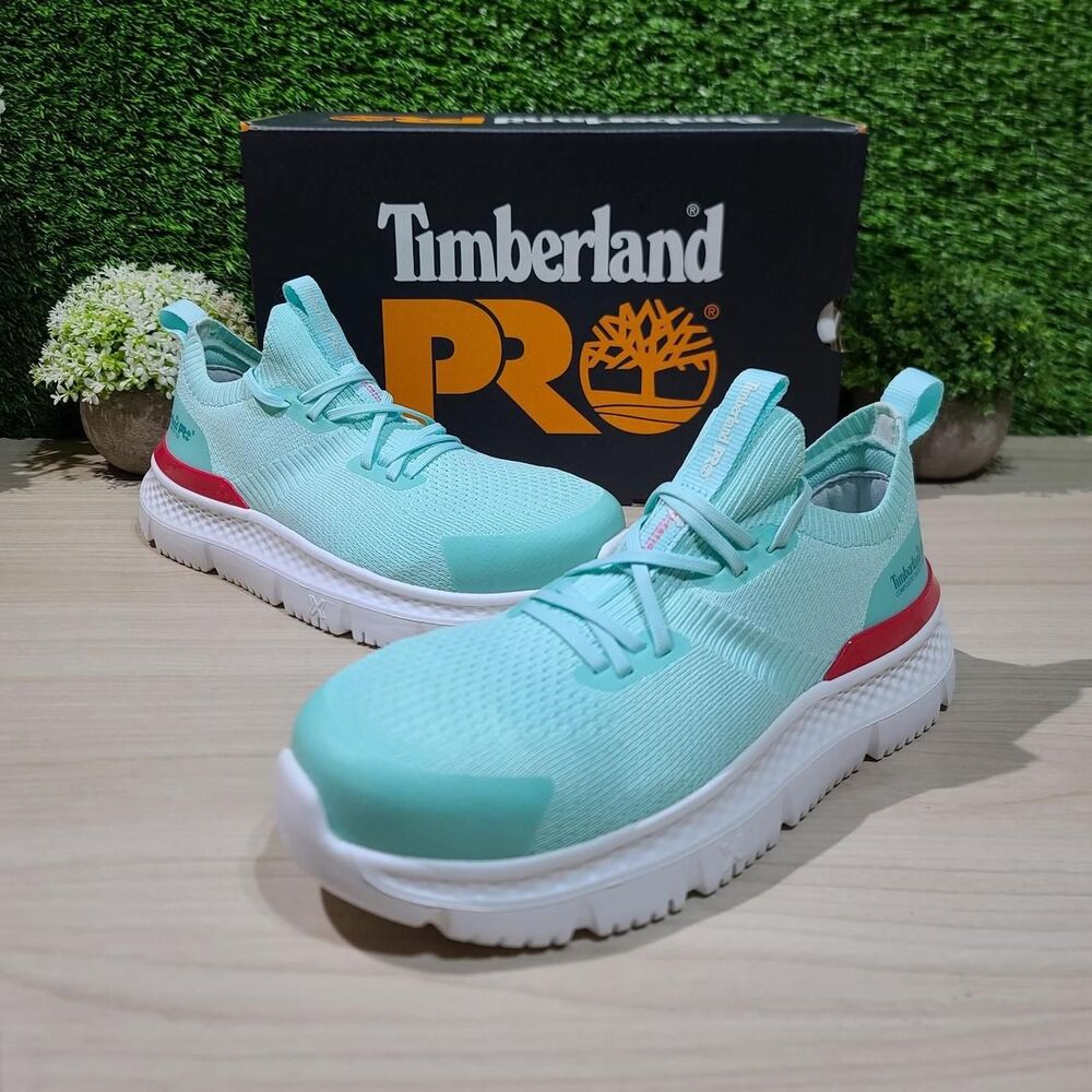 Timberland PRO Setra Knit Composite Safety Toe Sneakers / Seafoam Red US 6.5 New
